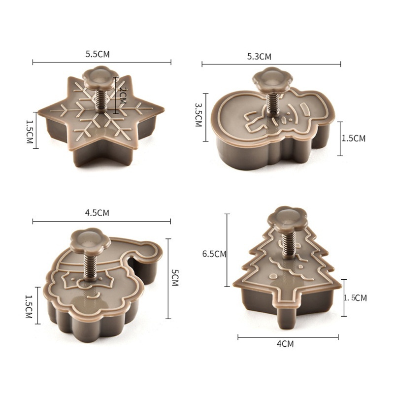Zzz 4pcs / Set Cetakan Kue / Cookies Bentuk Manusia Salju / Snowflake 3D Untuk Pesta Natal