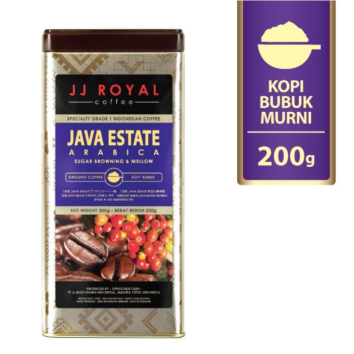 

JJ Royal Coffee Java Estate Arabica Ground (Kopi Bubuk) 200gr Tin