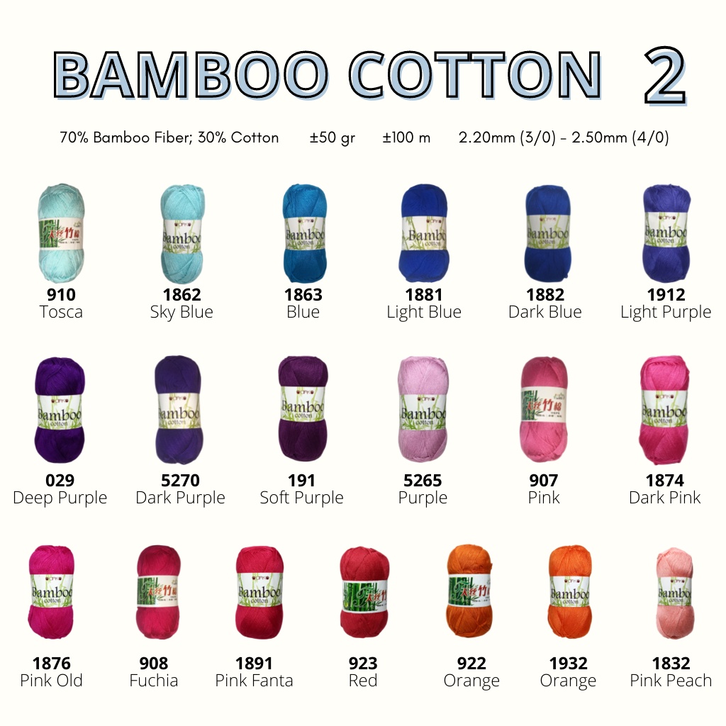 BAMBOO COTTON Benang Rajut Katun Bambu / Bamboo Yarns Crochet Knit wearables