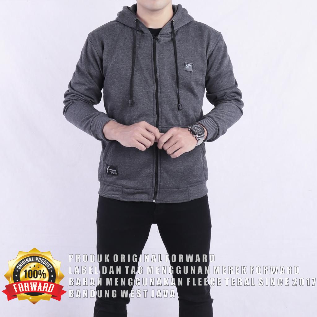 Jaket Sweater Hoodie Resleting Zipper Polos Pria &amp; Wanita Premium Quality Bahan Fleece Tebal Forward System Forwardshop