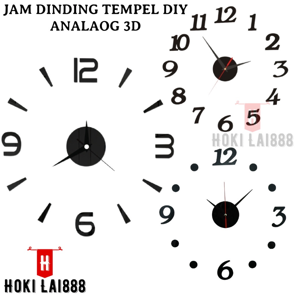 [HKL] Jam Dinding Tempel DIY Analog 3D / Jam Angka Aesthetic Besar Tembok Manual / Jam Dinding 3D