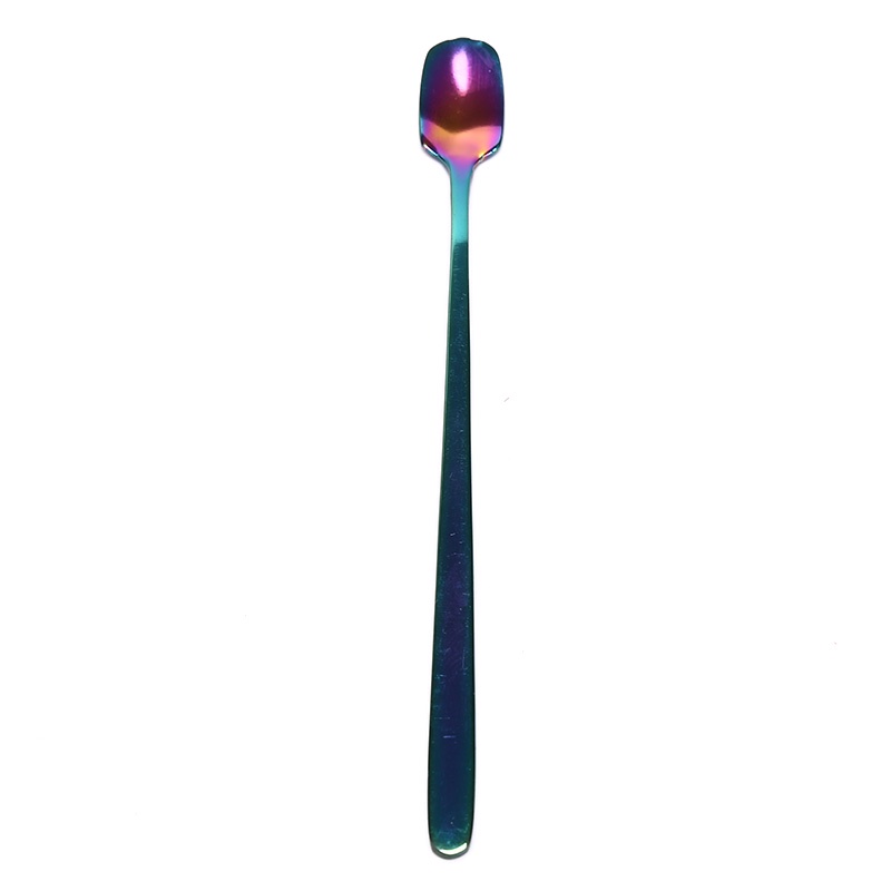1 Pc Sendok Kopi Bahan Stainless Steel Bentuk Persegi Panjang Warna-Warni