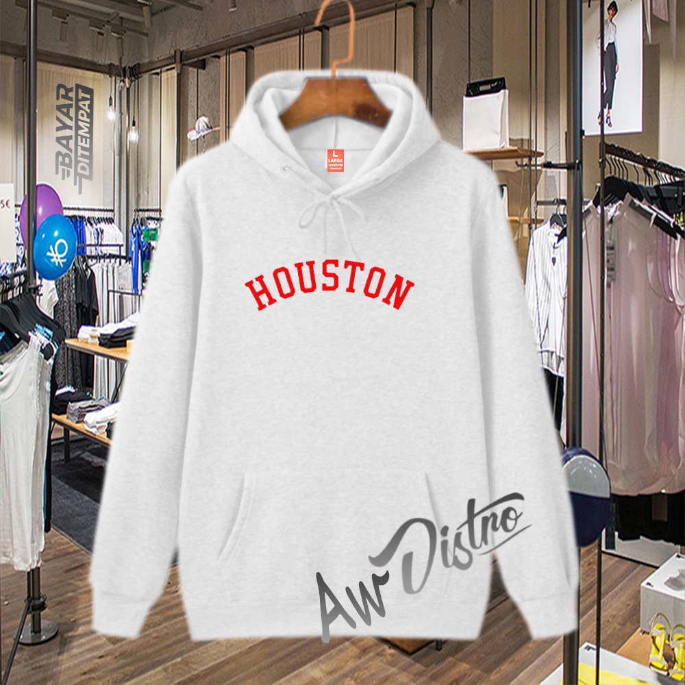 COD Hoodie Distro Houston Lkg Ret Premium Quality Sweater Tulisan Jaket Kata-Kata Hoodie Sablon