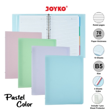 

BINDER NOTE JOYKO B5 LOOSE LEAF PASTEL COLOUR B5-MHPT-143 NOTEBOOK MURAH TEBAL GROSIR WARNA WARNI