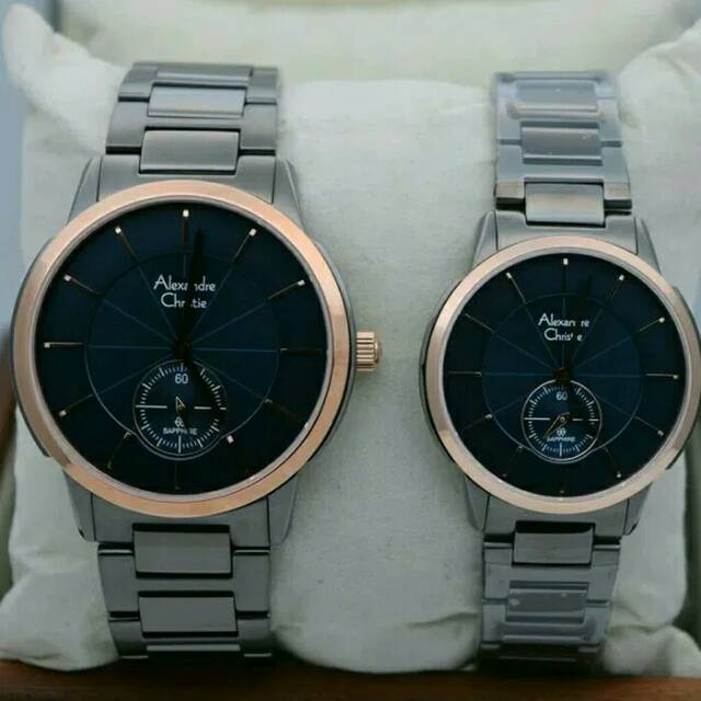 JAM TANGAN COUPLE ALEXANDRE CHRISTIE AC 8546 PASANGAN GREY BLUE