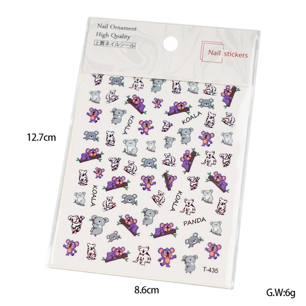 Mxbeauty Stiker Kuku Anak Tahan Air DIY Koala Panda Self Adhesive Nail Art Dekorasi