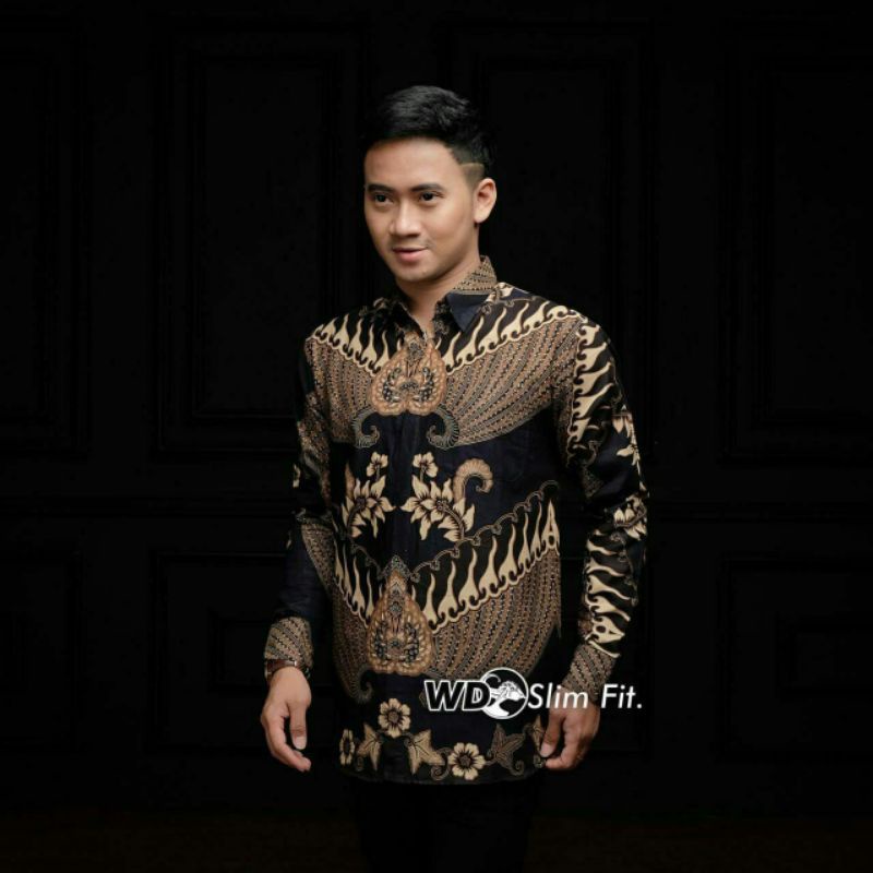 Kemeja Batik Pria Lengan Panjang Batik Nakula motif KERATONAN Kode 002 Size M L XL XXL Reguler