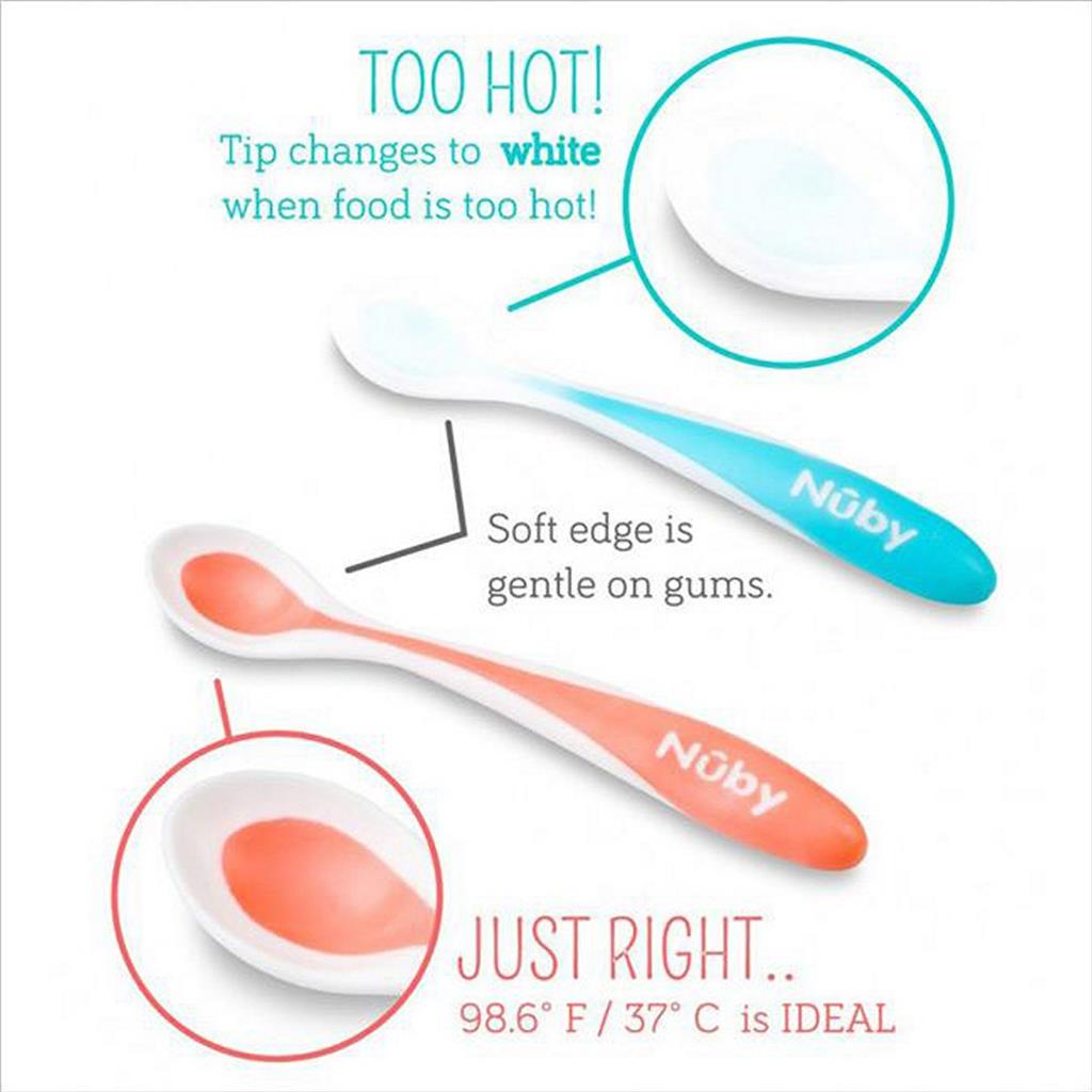 NUBY 111232 3 pack Hot Safe Spoon Sendok Anak