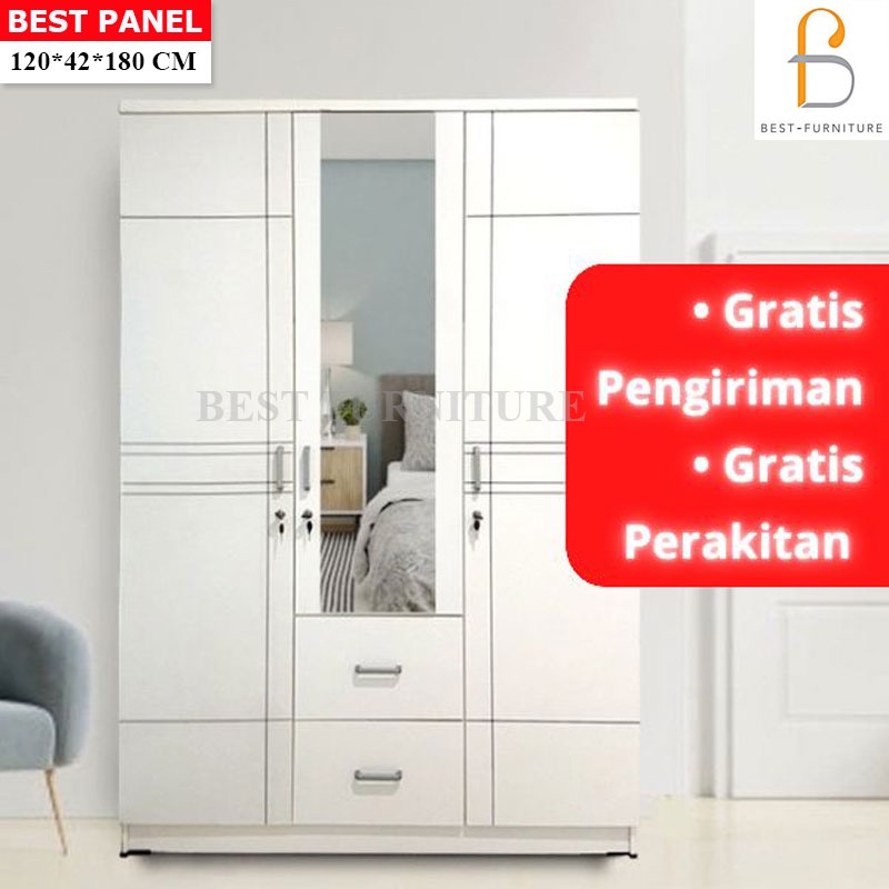 GRATIS ONGKIR+RAKIT Best Lemari Pakaian 3 Pintu Minimalis uk 120x180 - Putih