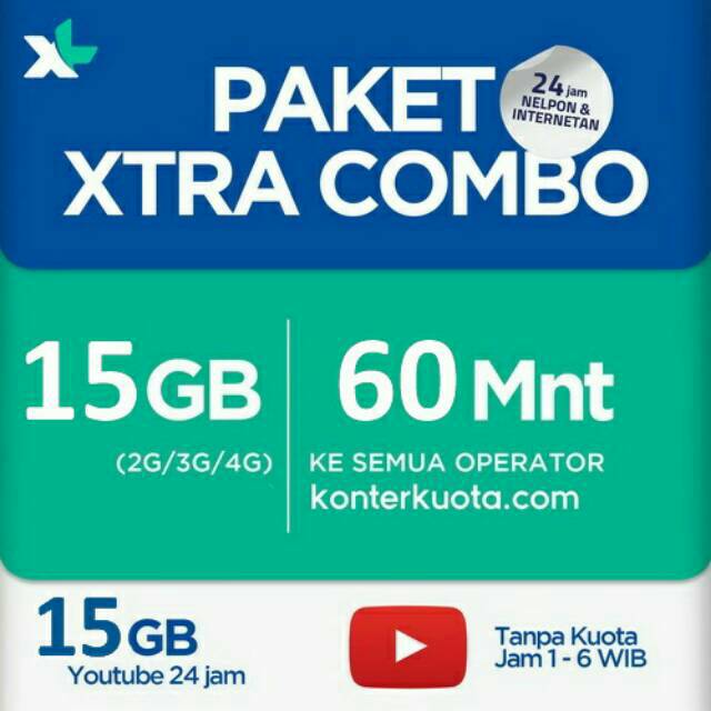 15 Gb 30gb Youtube Paket Internet Xl Combo Xtra Combo Shopee Indonesia