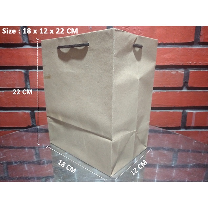 

Paperbag Tali kur/Shopping Bag/Tas Kertas Polos - 18x12x22