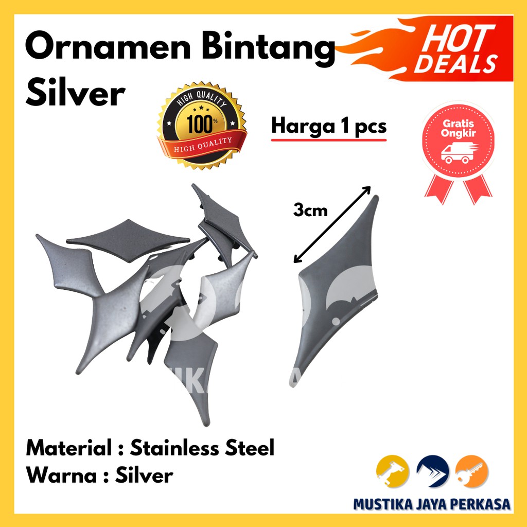 Ornamen Bintang Silver Hiasan Springbed Divan Bukan Kancing Kristal