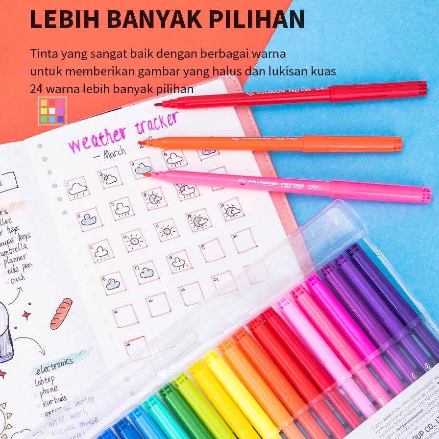 

[KODE PRODUK Y6WYZ7869] Deli Spidol Warna - Felt Pen dapat dicuci 1.0mm 12/18/24 Warna EC10023