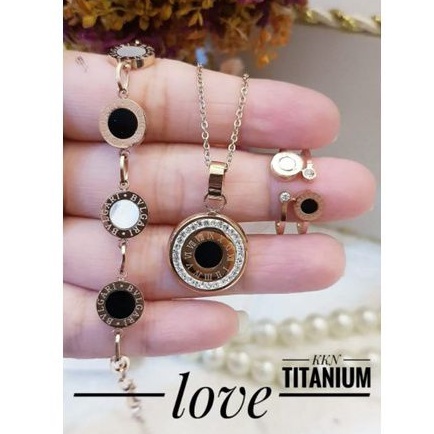 TiTanium set gelang cincin dan kalung y46666