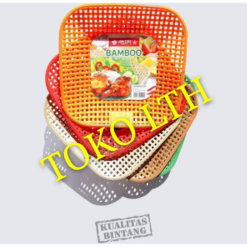 PIRING BAMBU PLASTIK LION STAR BAMBOO PLATE T45  PIRING SEGI ROTAN ANYAM PLASTIK T 45