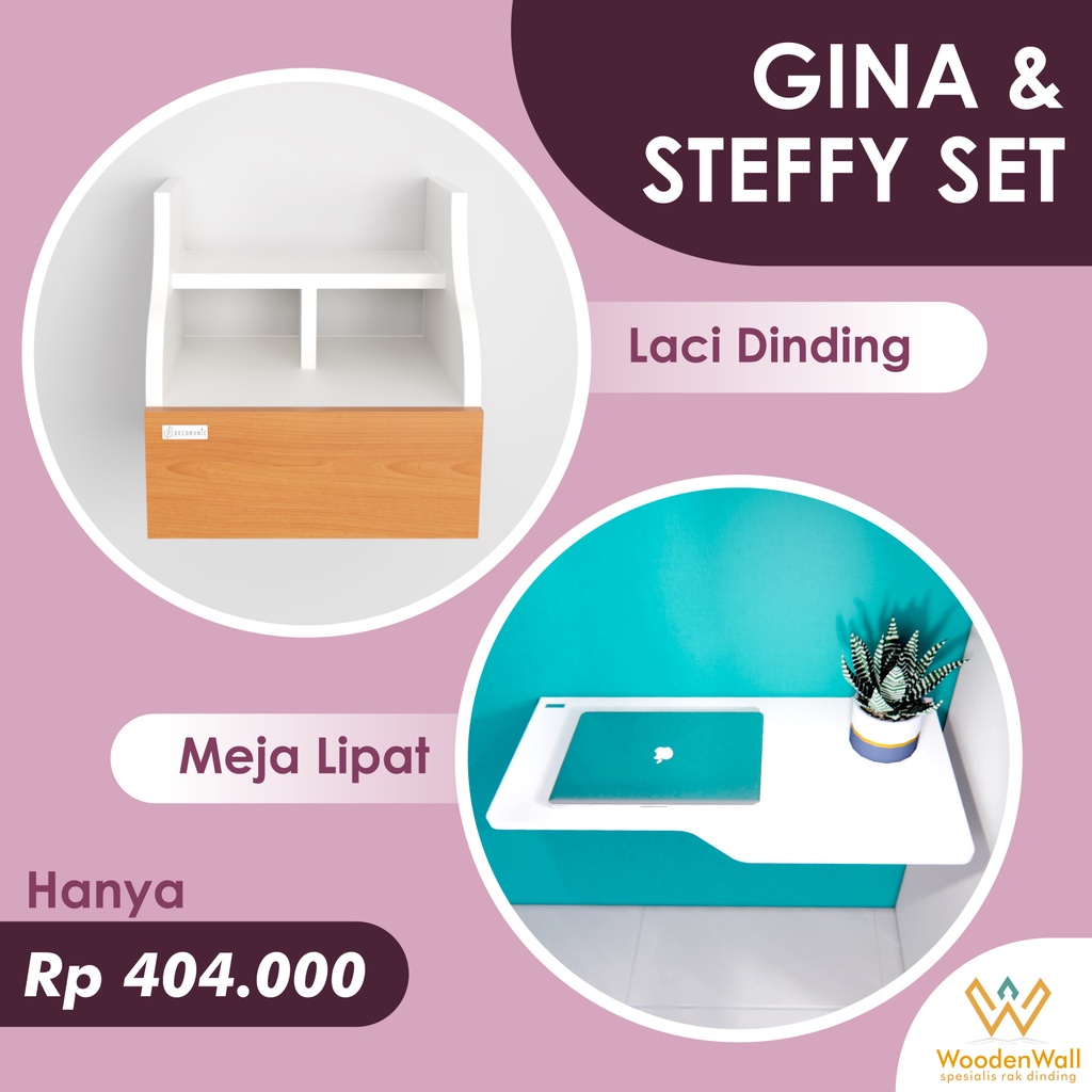 Laci Gantung Tempel Dinding Minimalis Hemat Ruang Bedside Penyimpanan Serbaguna Table Uk.30x30 cm da