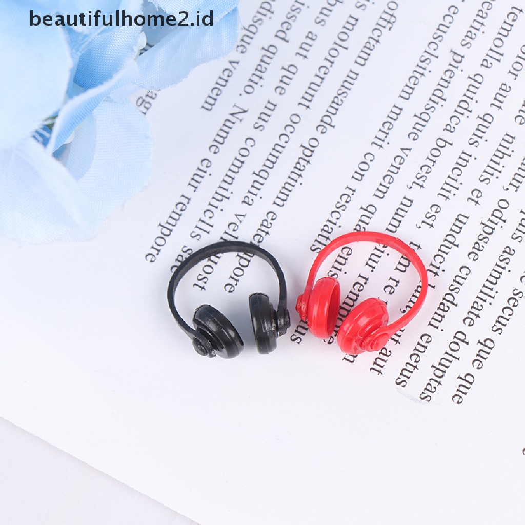 (Beautifulhome2.Id) 2pcs Miniatur Headphone Wireless Skala 1: 12 Bahan Plastik Untuk Dekorasi Rumah Boneka