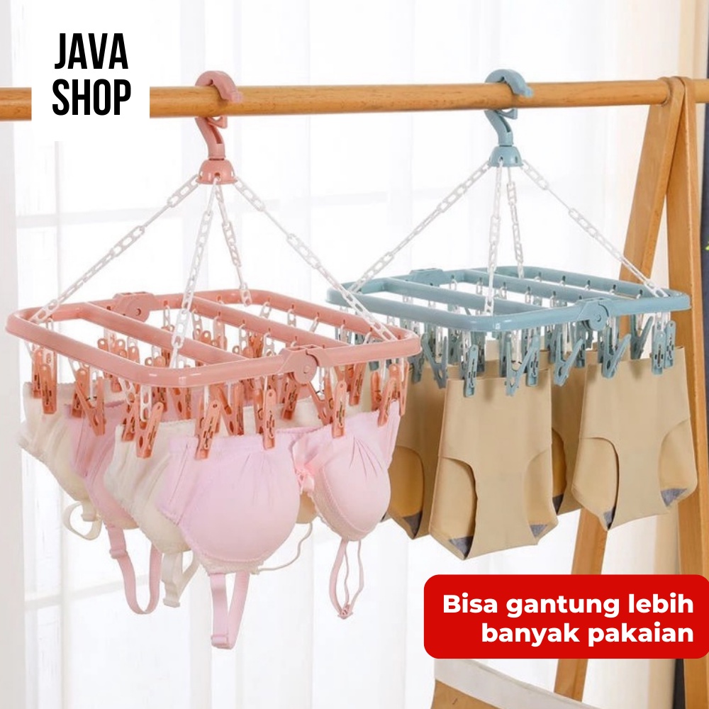 JAVASHOP Hanger Gantungan Baju Serbaguna 32 Jepitan