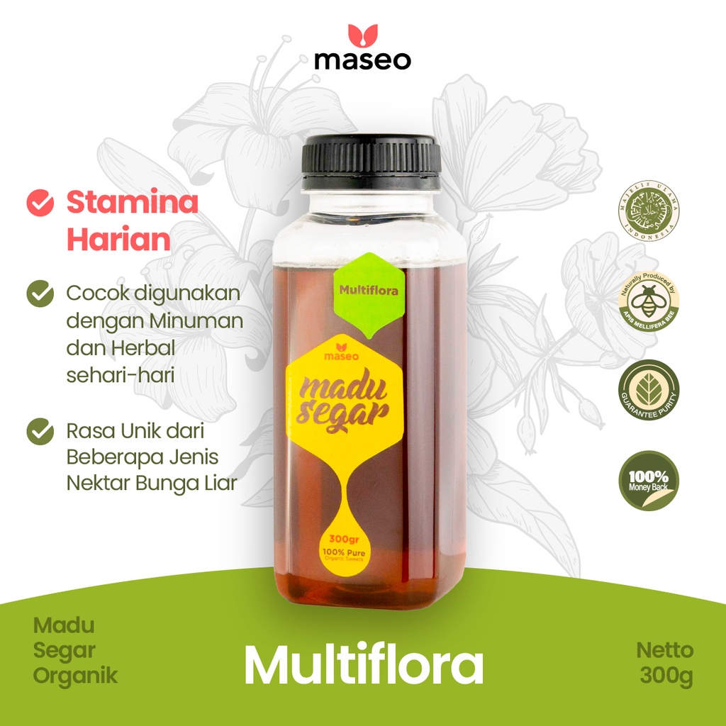 

Madu Asli Multiflora Maseo 300gr | Madu Murni Segar Organik Suplemen Imun Harian Best Seller