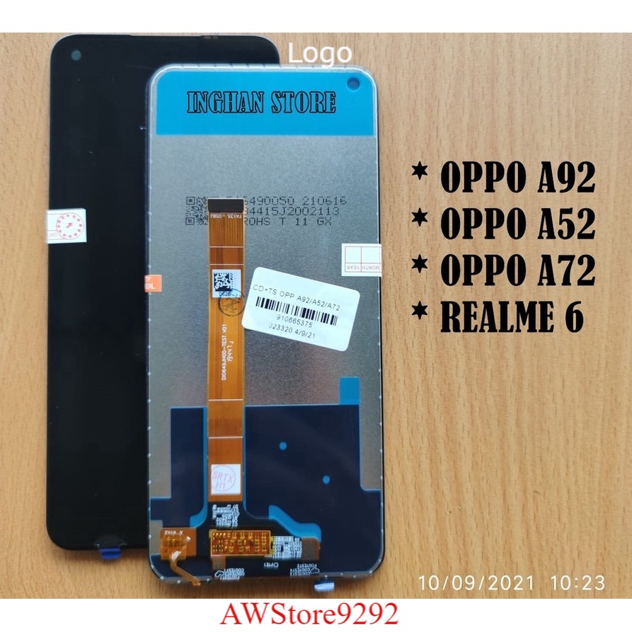 Layar Screen LCD TS Touchscreen Fullset OPPO A52 2020 A72 2020 A92 2020 Realme 6 - Black