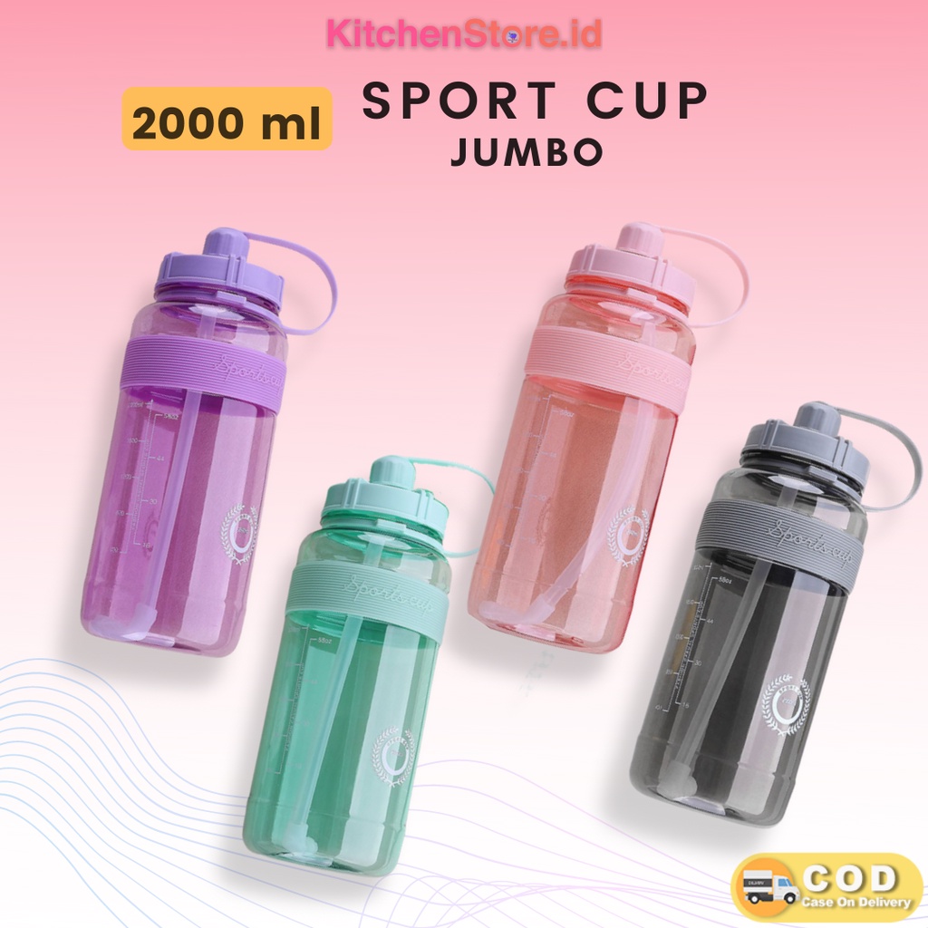 Botol Tumbler 2 Liter Botol Minum Sport Cup Jumbo 2000ml (B072) Botol Obat Herbal dan Botol Olahraga Multifungsi Botol Tahan Panas digunakan Kesekolah anak ada Cocok Untuk di Botol Tumbler Kantor