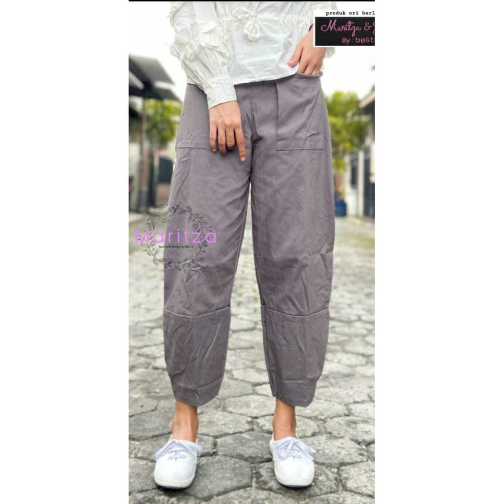 CELANA PANJANG WANITA JUMBO - BENZA BAGGY PANTS TWILL COTTON STRETCH