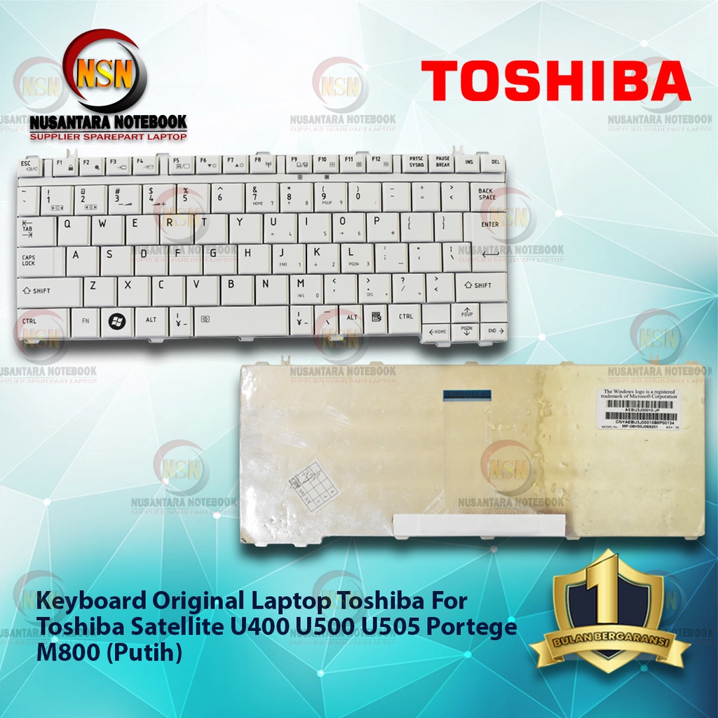 Keyboard Original Laptop Toshiba Satellite U400 U500 U505 Portege M800 Putih