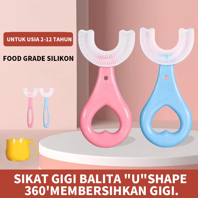 Sikat gigi untuk balita &amp; anak usia 2-12 tahun, U-shape, harga termurah.