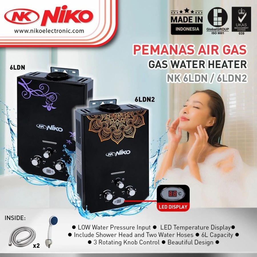NIKO Water Heater Gas 6 Liter LED Display NK 6 LDN/2