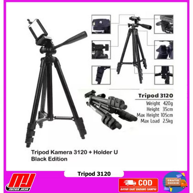 TRIPOD Camera SLR Smartphone Tripod 1 Meter DOGS WT-3120A Black