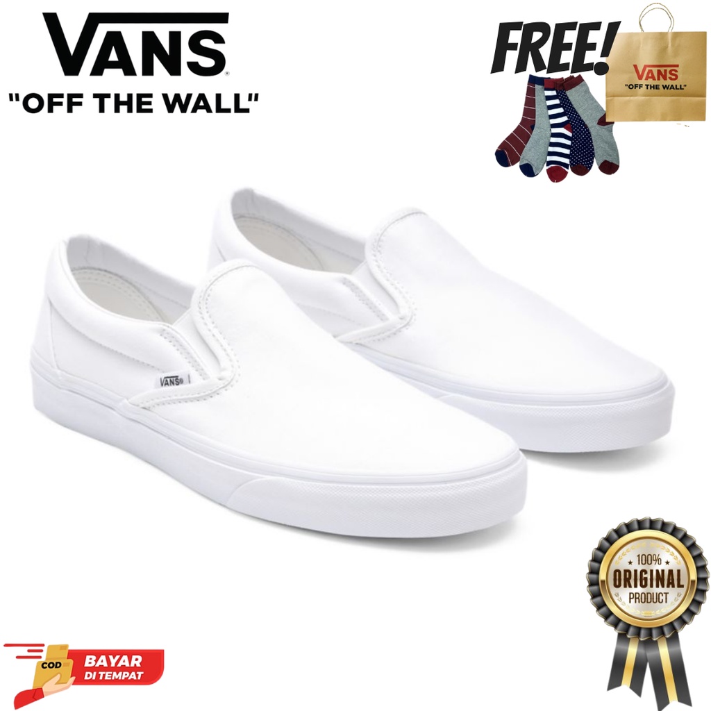 SALE DISKON! V4NS SLIP-ON TRUE/WHITE CLASSIC 100% ORIGINAL BNIB