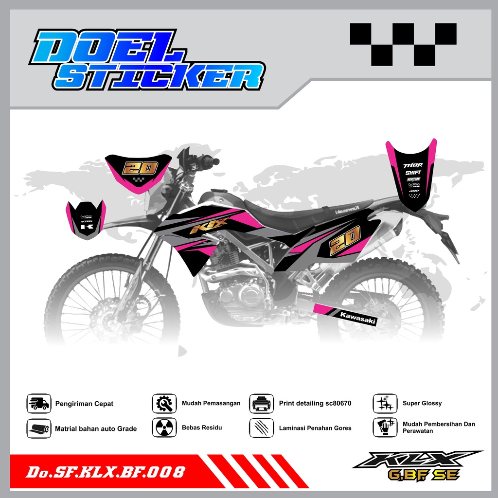 Sticker Striping Honda KLX 150 G , BF , SE Lama List Variasi Hologram , Crome Doel 008