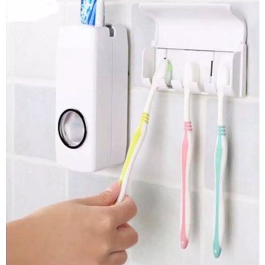 Dispenser pasta gigi gen 1 / Toothpaste dispenser / Tempat pasta gigi plus tempat sikat / Dispenser odol set tempat sikat gigi