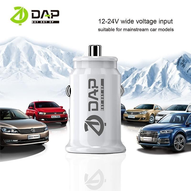 ADAPTOR CHARGER MOBIL DAP D-CC1 2USB 2.4A 1BOX BATOK CASAN MOBIL DAP DCC1 CAR CHARGER DAP isi 20PCS