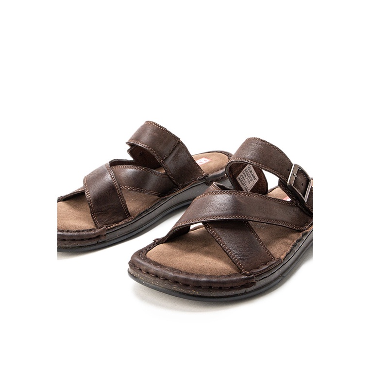 SANDAL CASUAL JIM JOKER PRIA ORIGINAL SLIDE KULIT BRANDED COKLAT JJ20