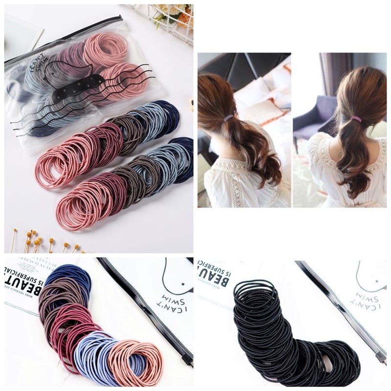 KARET IKAT RAMBUT WANITA KOREA STYLE (isi 100) / KARET KOREA ISI 100