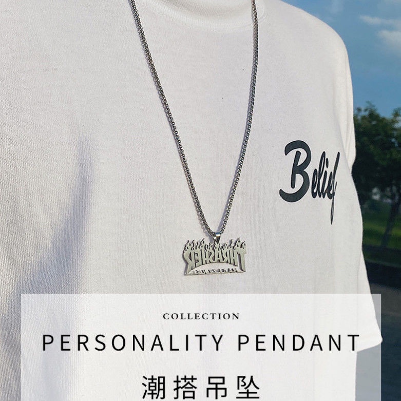 Pendinginan Flame Thrasher Magazine Api joint kalung pria trendy hip-hop Street titanium baja lionti