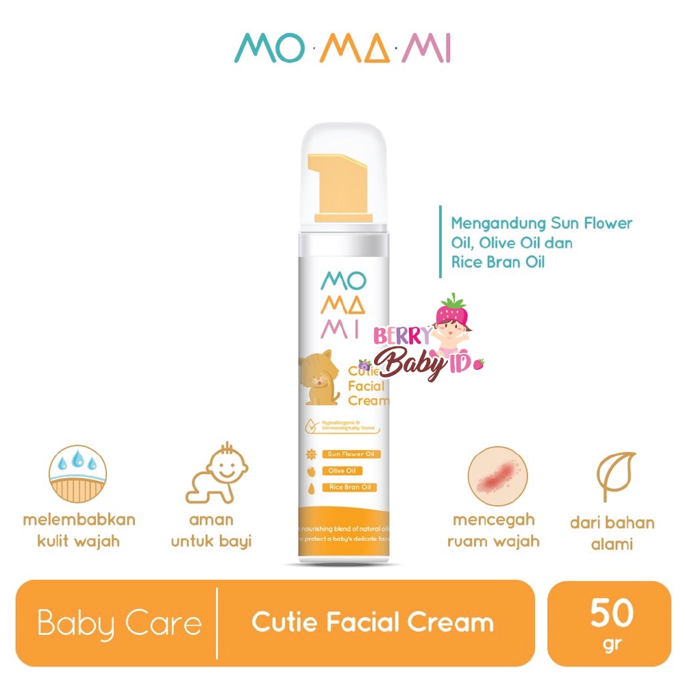 Momami Cutie Facial Cream Lotion Krim Wajah Bayi Hypoallergenic 50 gr Berry Mart