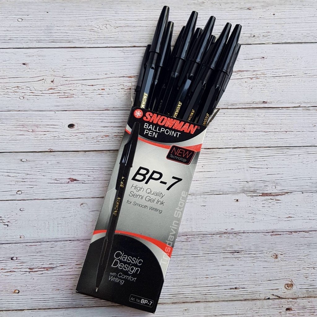 

Pulpen Snowman BP-7 semi gel hitam / Snowman BP-7 pulpen semi gel hitam [LUSINAN]