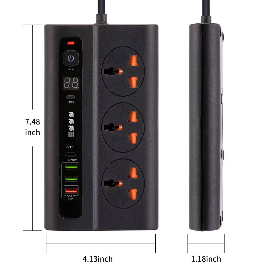 BKL-13 Timer Stop Kontak QualComm Power Socket Qualcomm Fast Charging 3 USB Port 4.2A PD-20W Type C Multi Port Auto Off Timer