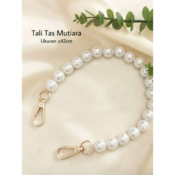 Tali tas dari mutiara warna putih ukuran besar