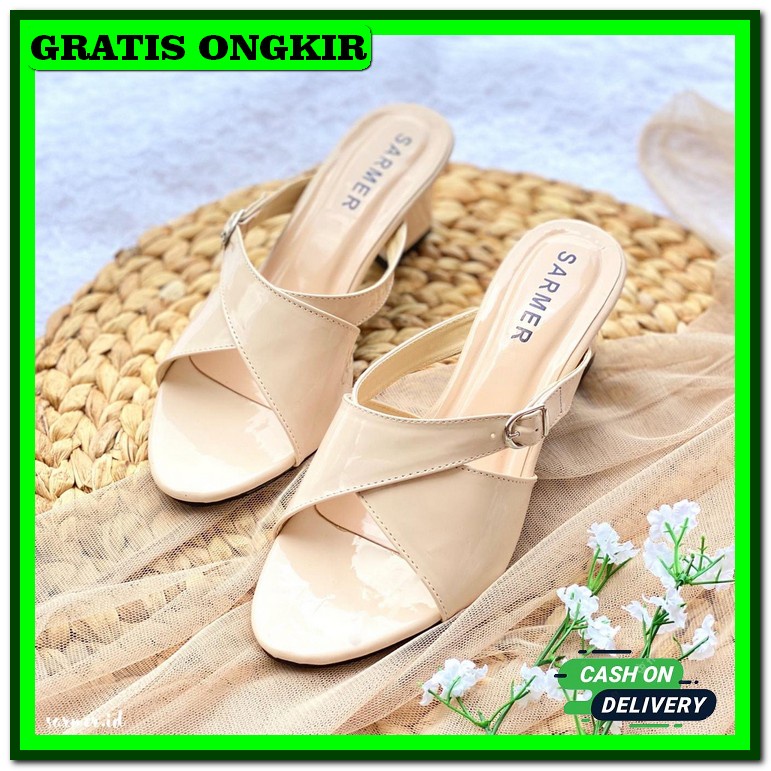 Cod Sendal Heels Ibu2 Sandal Haihils Ibu Ibu Kondangan Haihil Heals Ha Sarmer - Zefa Heels Cream