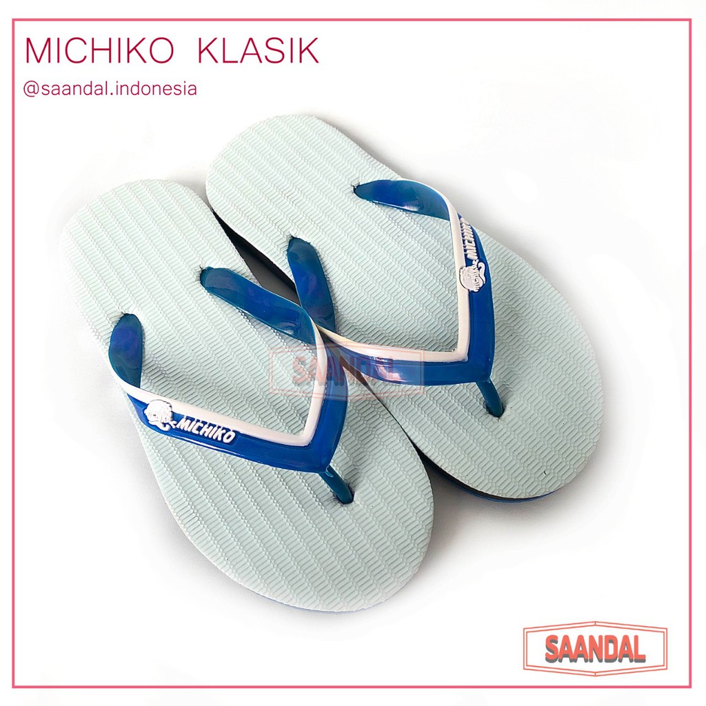 Sandal Jepit Karet Anak Putih Laki-laki Perempuan Michiko Klasik Karet (Bisa Satuan COD)