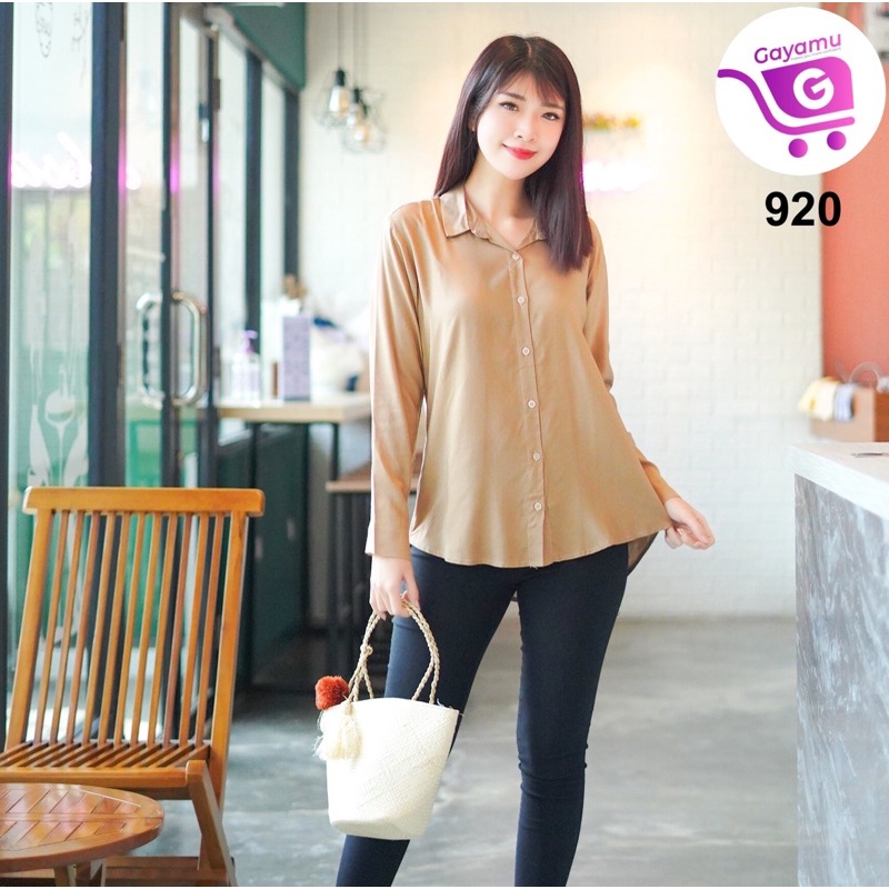 KEMEJA WANITA CASUAL LENGAN PANJANG LD 104CM-Coksu
