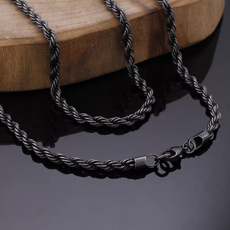 Kalung Tambang Hitam Titanium Import Kalung Pria dan Wanita