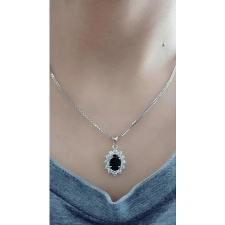 KALUNG PERAK ASLI SILVER 925 LAPIS EMAS/KALUNG ITALI SANTA+LIONTIN LADYDAY VARIASI WARNA MATA/KALUNG ASLI SILVER 925/FASHION WANITA