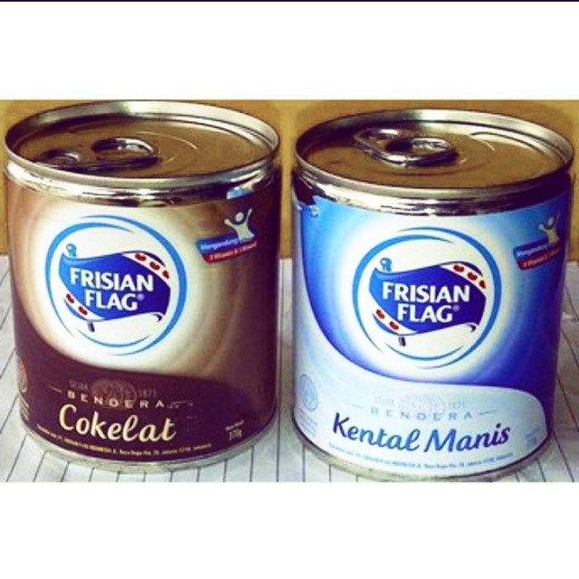 

Susu kental manis bendera FRISIAN FLAG kaleng 370 gram (coklat dan putih)