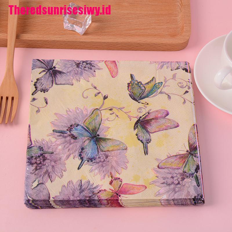 20 Pcs Kertas Tisu Serbet Motif Butterfly Untuk Dekorasi Natal Pernikahan