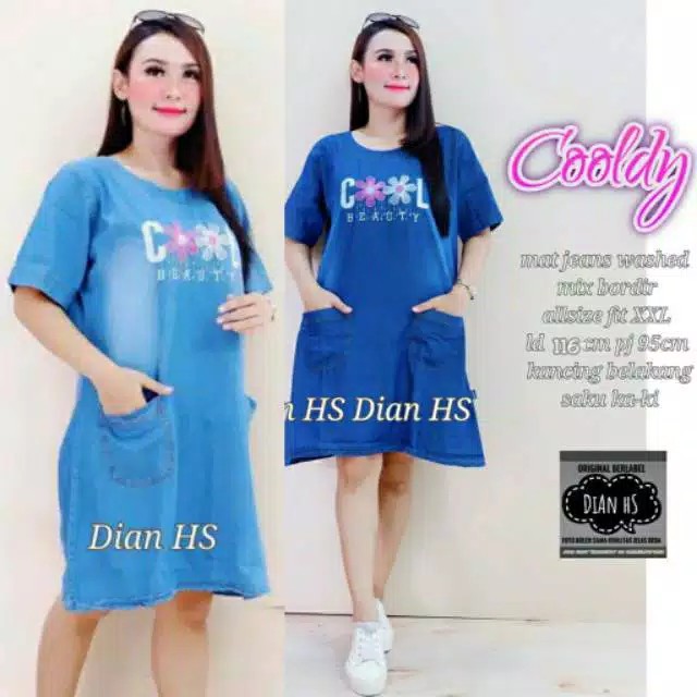 DRESS JUMBO LD 116!! COLDY DRESS VARIASI BORDIR BUNGA