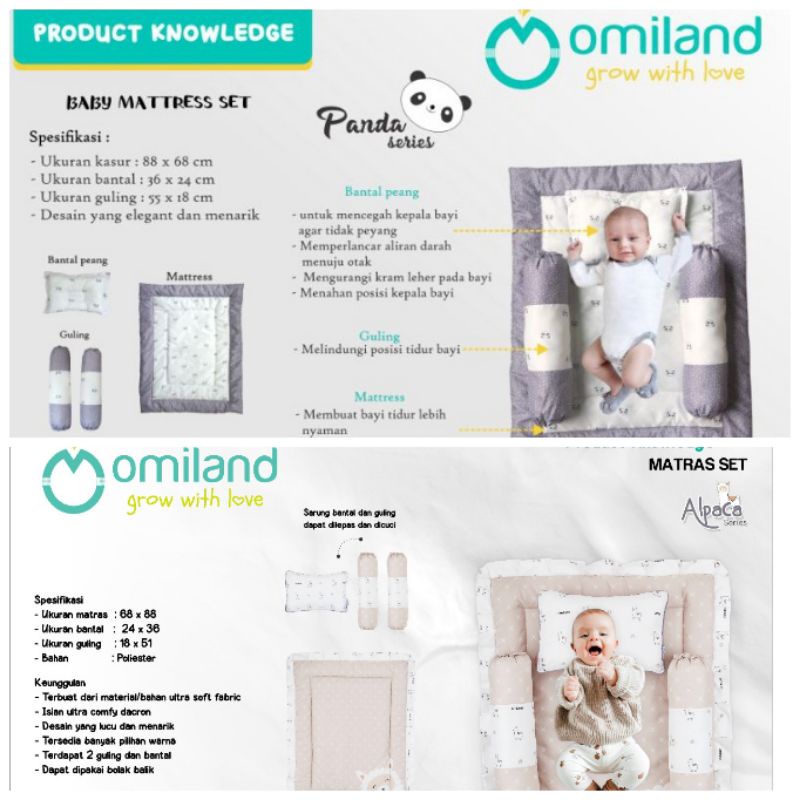 Omiland baby matras set panda/alpaca series